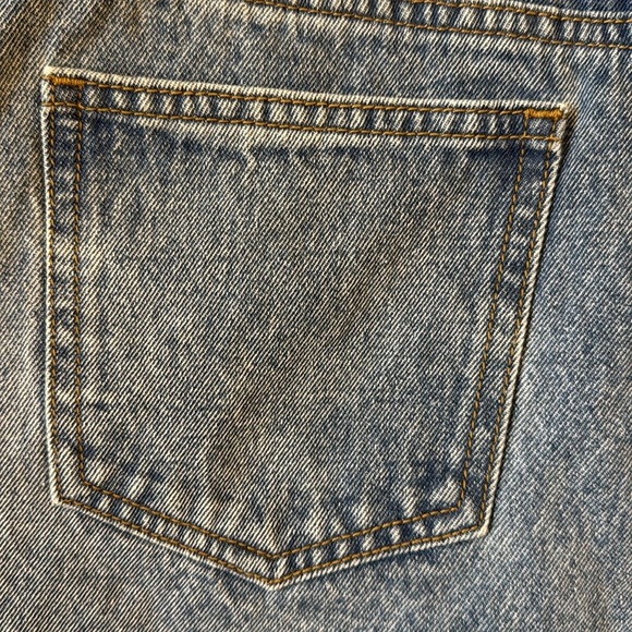 Cider Blue Denim Bib Overall Shorts Silver Hardware Rolled Hem Romper XS - Picture 12 of 13